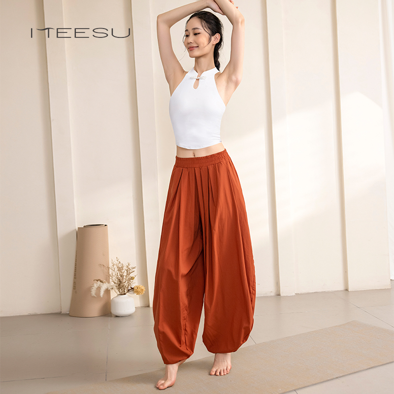 Meisu Chinese Style Yoga Outfit for Women, High-End Printed Dance Clothing, Pilates Zen Lantern Pants Meisu Chinese Style Yoga Outfit for Women, High-End Printed Dance Clothing, Pilates Zen Lantern Pants