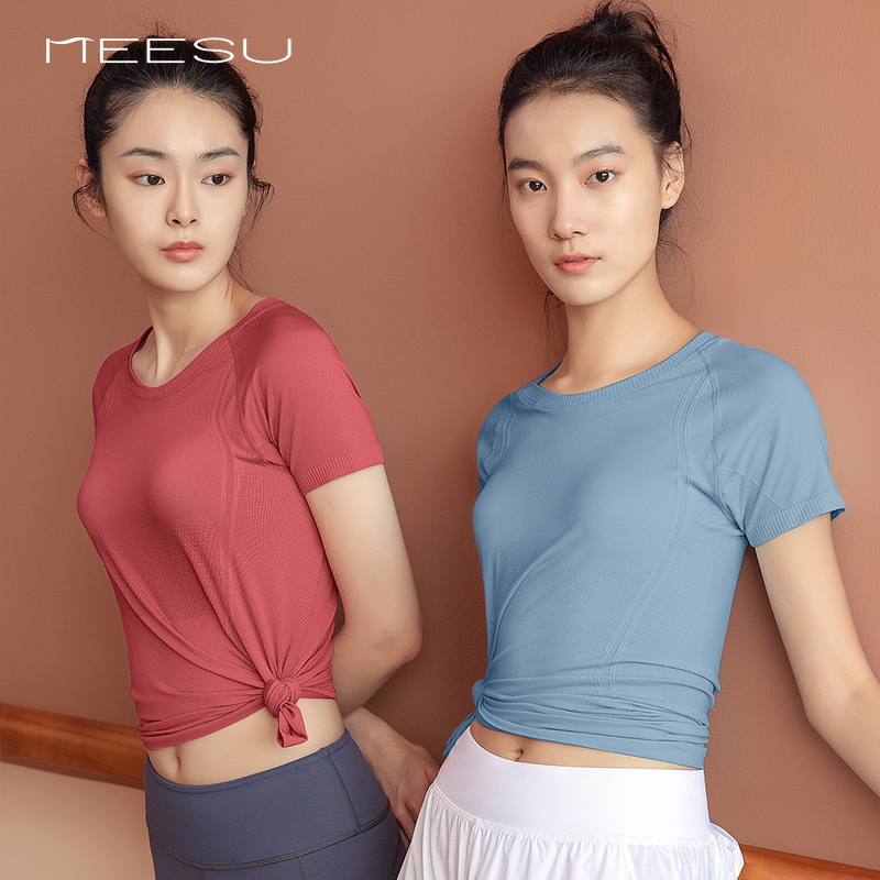 Meisu professional yoga T-shirt women's top loose short-sleeved beautiful back slimming breathable sports running fitness clothes autumn