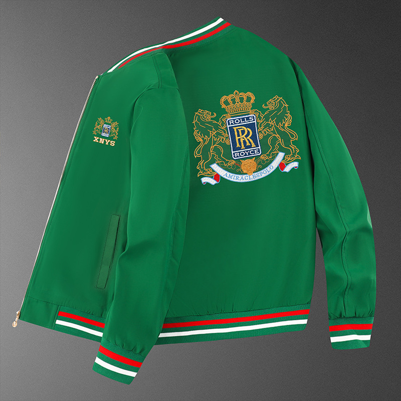 Light Luxury Double R High-End Embroidered Jacket for Men, Stylish and Fashionable Men's Jacket, European Style Top, Men's Baseball Jacket
