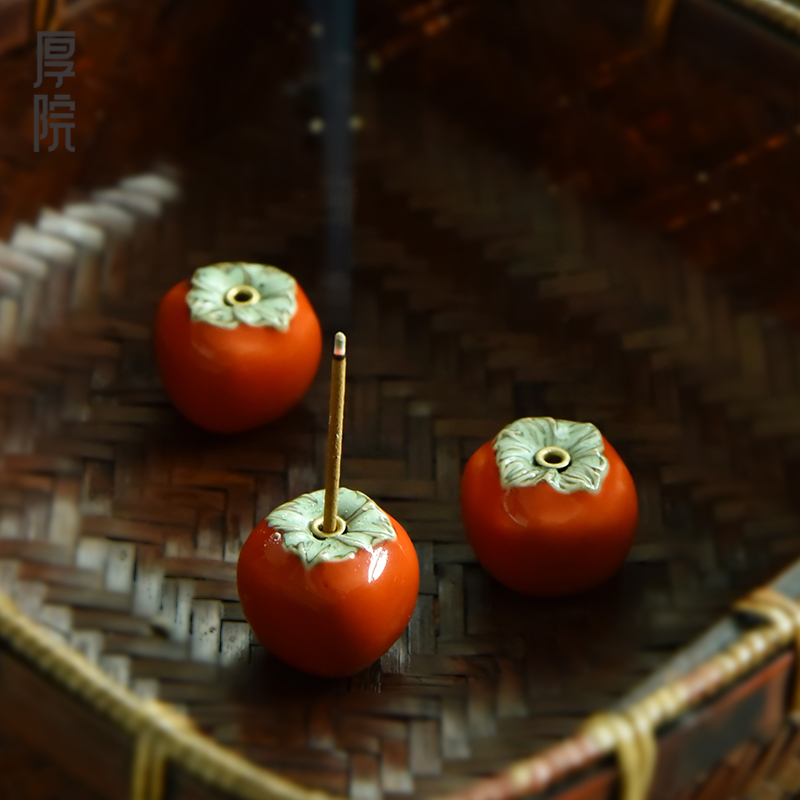 Persimmon of persimmon Ruyi Fragrant Inserts Creative ceramic persimmon incense stove Small number retro Home Line Incense Stand Scents-in-office Incense Sauces-Taobao