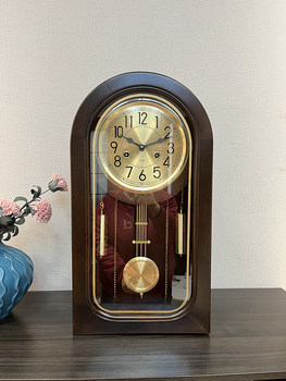 Wall clock solid wood hourly time mechanical old-fashioned table clock