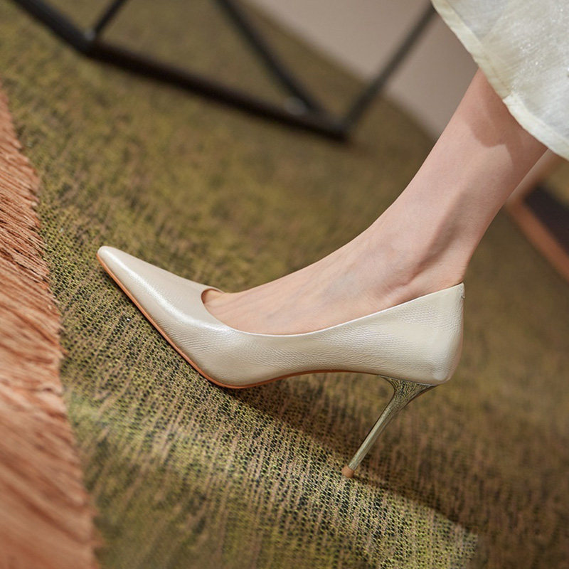 chic giants good wear elegant temperament Van nude color heels Shoes Woman Fine Heel commuter Career Working Single Shoe ol