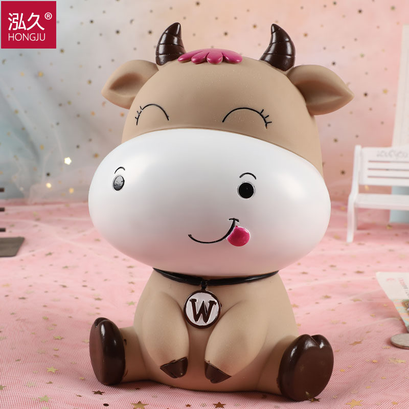 Cute Bull Year Zodiac Bull Deposit Money Pot Deposit Money Cylinder Cartoon Anti-Fall And Save Child Boy Girl Gift