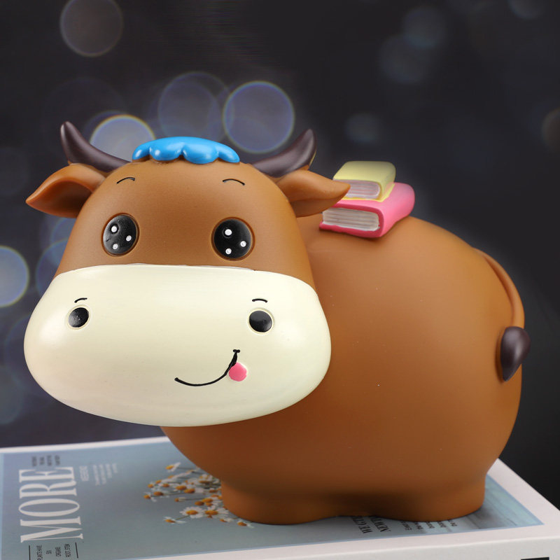 Large capacity Survival Advisable Cattle Year Deposit Money Pot Child Anti-Fall Girl Cartoon Cute Cow Deposit Money Silo Boy Gift
