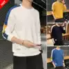 Long-sleeved T-shirt men's 2020 spring and autumn new splicing handsome Korean version of the trend of casual wear round neck trendy men's top