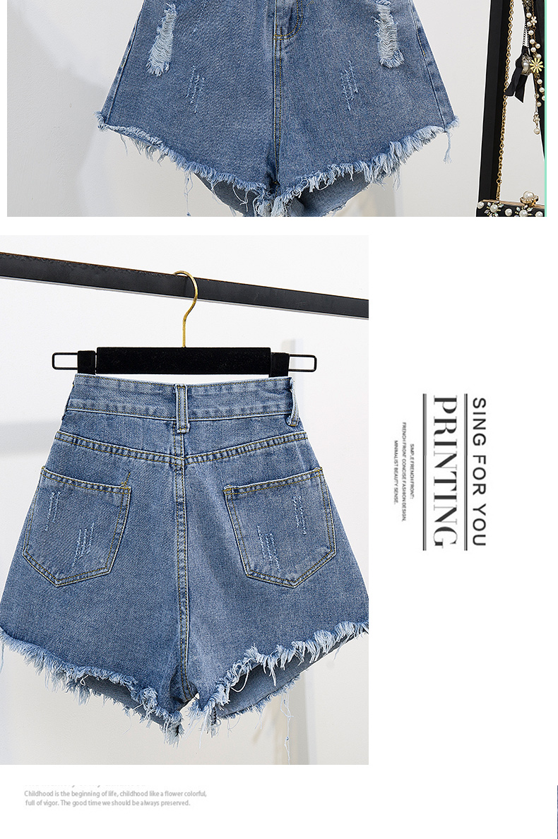 VK旗艦店 韓系條紋上衣T恤牛仔寬鬆短褲套裝短袖褲裝