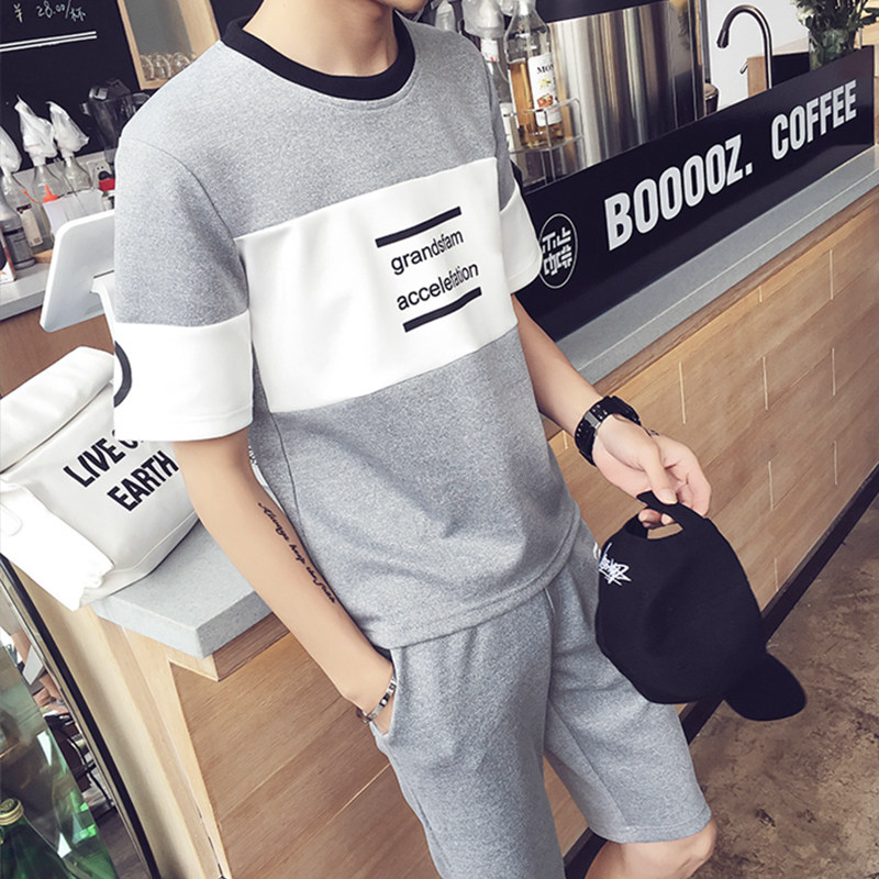 夏季套装运动服T恤男士短袖套工作服潮短裤衣服休闲短裤青年