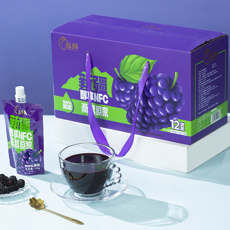 Wenzhen Xinjiang Mulberry Puree 108g*12 Bags Mulberry Juice Fruit and Vegetable Juice Nfc Original Juice Wenzhen Xinjiang Mulberry Puree 108g*12 Bags Mulberry Juice Fruit and Vegetable Juice Nfc Original Juice
