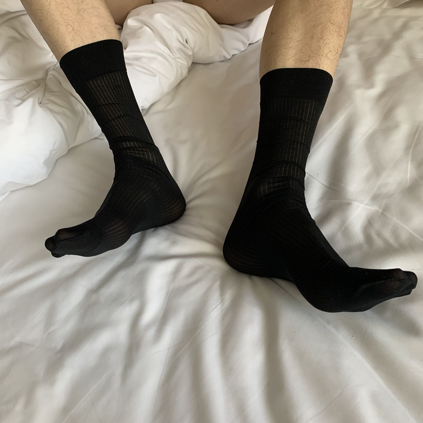 Kocean black solid color men's medium tube long tube gentleman business sexy stockings