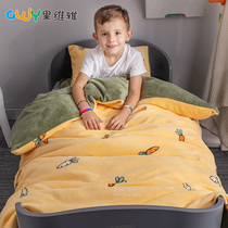 Kindergarten quilt three-piece set children winter thickened small quilt crib product quilt core coral velvet quilt cover futon