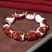 The Romance of Holy Ornaments Natural and Genuine Tibetan Temple Old Mining Agate Red Flesh Corpse Bracelet Cultural Toy for Men and Women
