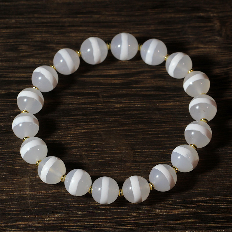 あずきちゃん瑪瑙　白毫天珠(小) 9-198 圣飾奇緣天然真品西藏廟供院供老礦瑪瑙白冰白毫天珠手串男女款|項墜