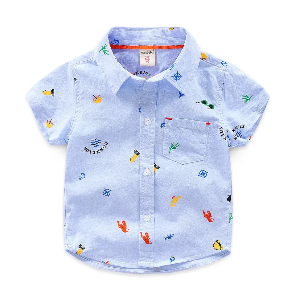 Quần áo bé trai sơ mi hoa cotton ngắn tay 2019 mùa hè mới phiên bản Hàn Quốc của áo sơ mi nữ trẻ em đi biển - Áo sơ mi áo sơ mi bé trai mùa đông