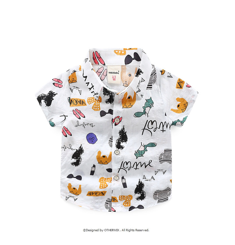 Quần áo bé trai sơ mi hoa cotton ngắn tay 2019 mùa hè mới phiên bản Hàn Quốc của áo sơ mi nữ trẻ em đi biển - Áo sơ mi áo sơ mi bé trai mùa đông