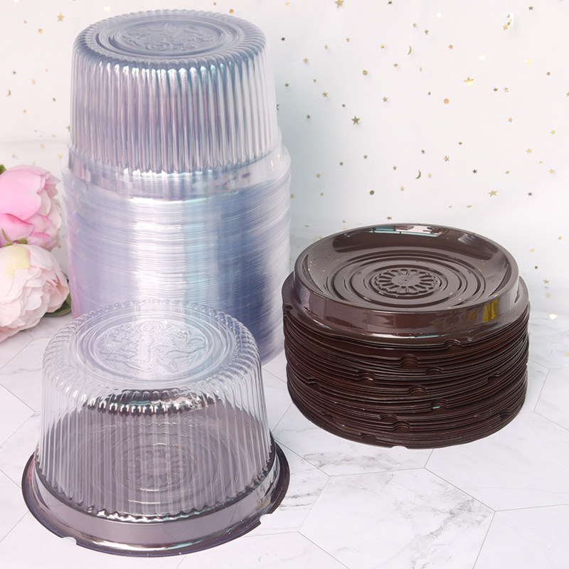 4 inch children's cake box round meal bag birthday transparent plastic chiffon cheese mousse cake 100 pcs