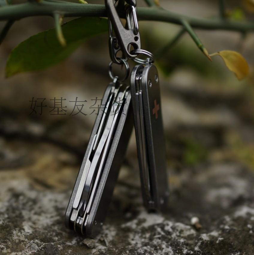 Titanium alloy red copper 58 Swiss Army knife Vickers EDC multifunctional combined outdoor anti-body folding knife small knife