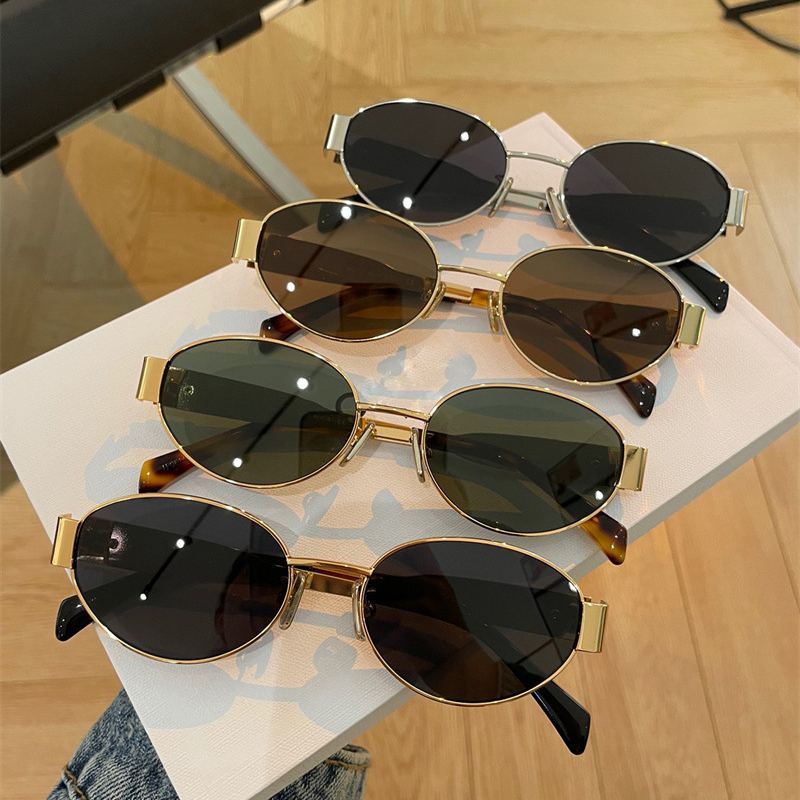Hong Kong Style Lisa Same Style Arc De Triomphe Sunglasses for Women, High-End Retro Metal Prescription Sunglasses for Square and Round Faces