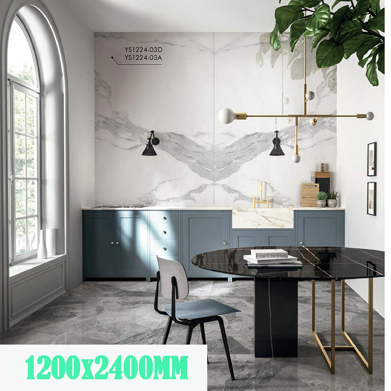 Even print 1200x2400 large plate tile Living room TV background wall grey full ceramic floor tile marble floor tile