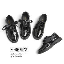 Male and female Inn Wind Black Bright Leather Shoes Small Flowers Children Gown Childrens Gown Single Shoes Kindergarten School Performance Shoes