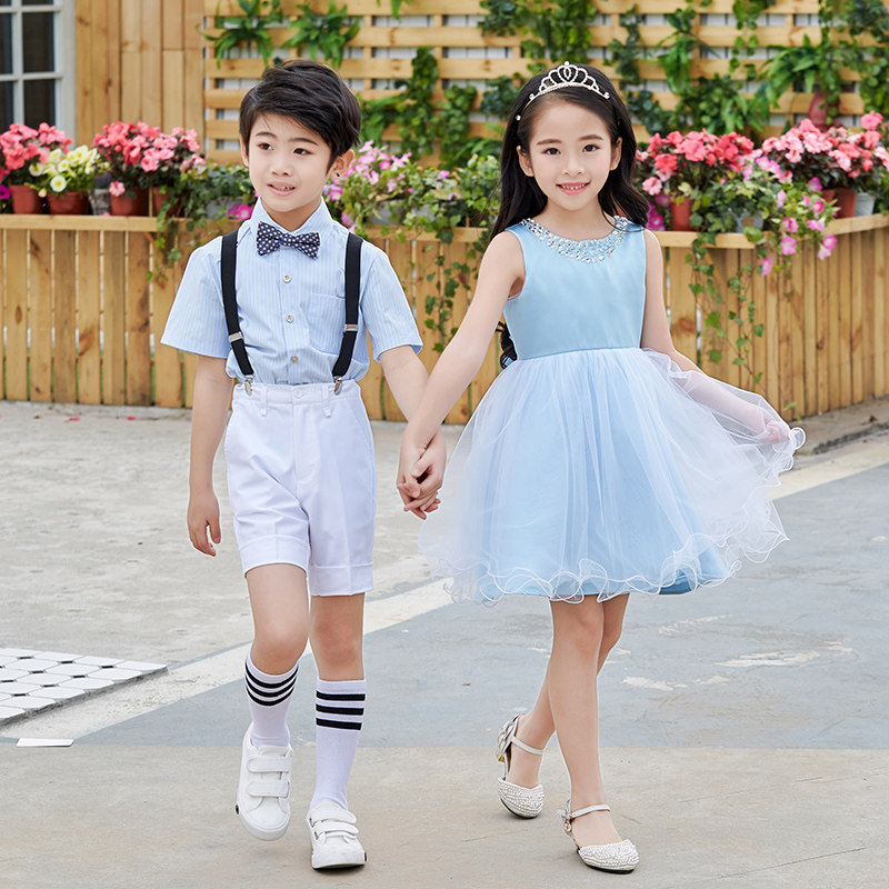61 Children's Day Costume Out of the blue Inn Wind hug Baby bag Pants Fluffy Skirt Kindergarten Performance Dress Graduation Photo Gown
