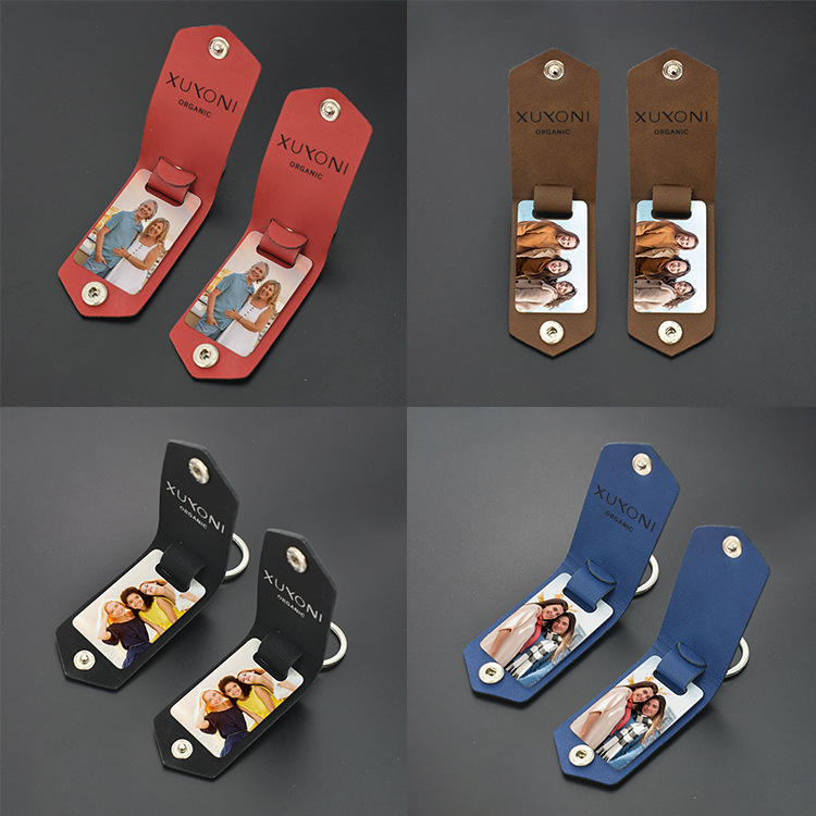 DIY Leather Photo Keychain with Engraving, Heat Transfer Printing, Photo Pendant, Fashionable and Exquisite Gift for Couples and Friends