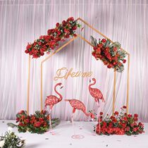 Wedding pentagonal gate arch Stage decoration Outdoor forest wedding decoration Opening celebration Pentagonal geometric arch