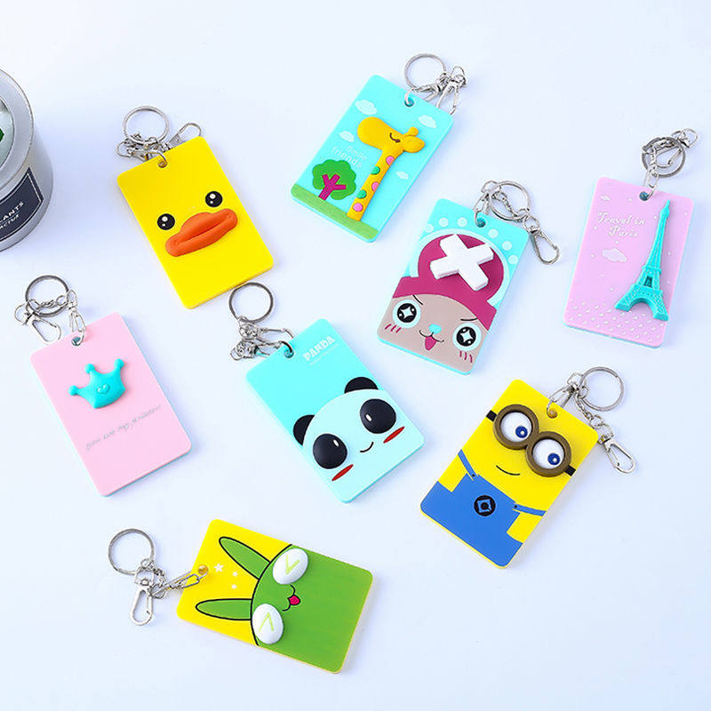 Cartoon bus cutting sleeve access control card with bell-pan creative minimalist work document card bag cute meal cutting sleeve protective sleeve