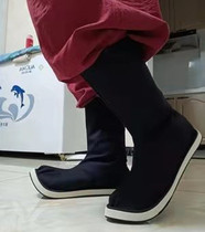 Antique soap boots with raised toe drama boots for men and women ancient style performance shoes wedding shoes heightening boots with inner laces Hanfu matching shoes