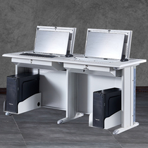Flip computer table steel folding simple modern flip training table hidden monitor computer class metal desktop