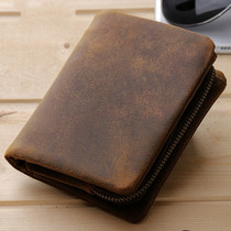 European and American Crazy Horse Leather Mens Wallet Leather Large-capacity Multi-card Coin Purse Leather Wallet Casual Wallet Simple
