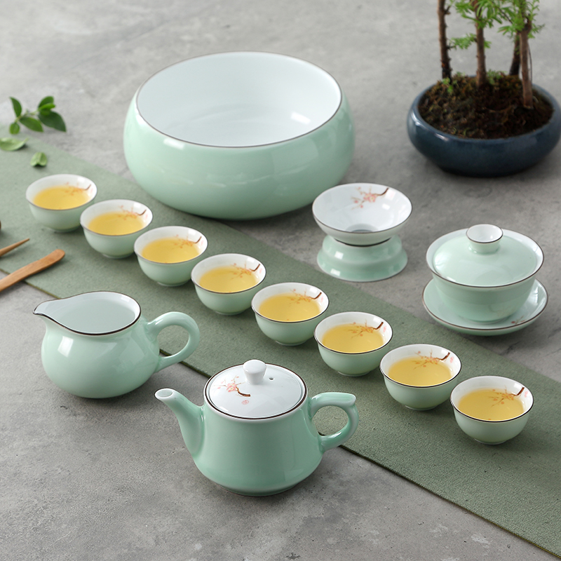 Ceramic Chao Shan Kunkongfu Tea Set Cover Bowl Bubble Chao Tea Cup Household Set Small Fresh and Simple