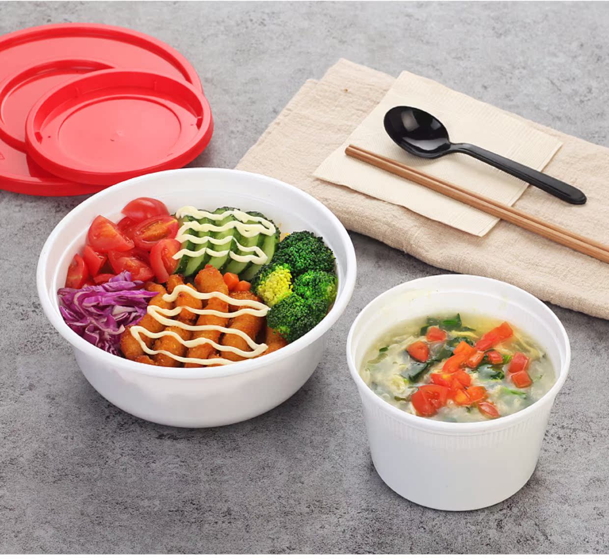 Paper Butler Hộp cơm trưa dùng một lần Đóng gói nhựa Bát tròn Ramen Bát Takeaway Snack Box Bento Soup Bowl Thicken - Hộp cơm điện sưởi ấm hộp cơm xiaomi