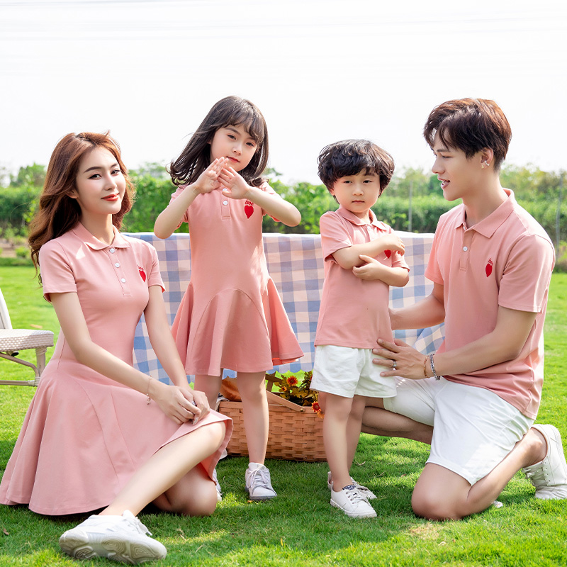 South Korea boys and girls wear summer 2021 new fashion a family of three and four full home summer female skirt