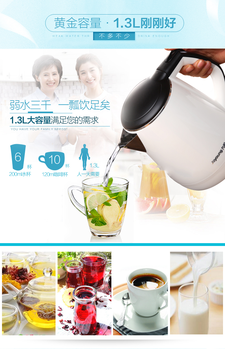 Jiuyang hộ gia đình công suất nhỏ bằng thép không gỉ 304 ấm đun nước điện ấm đun nước ký túc xá 304 ấm đun nước cách nhiệt - ấm đun nước điện am sieu toc media