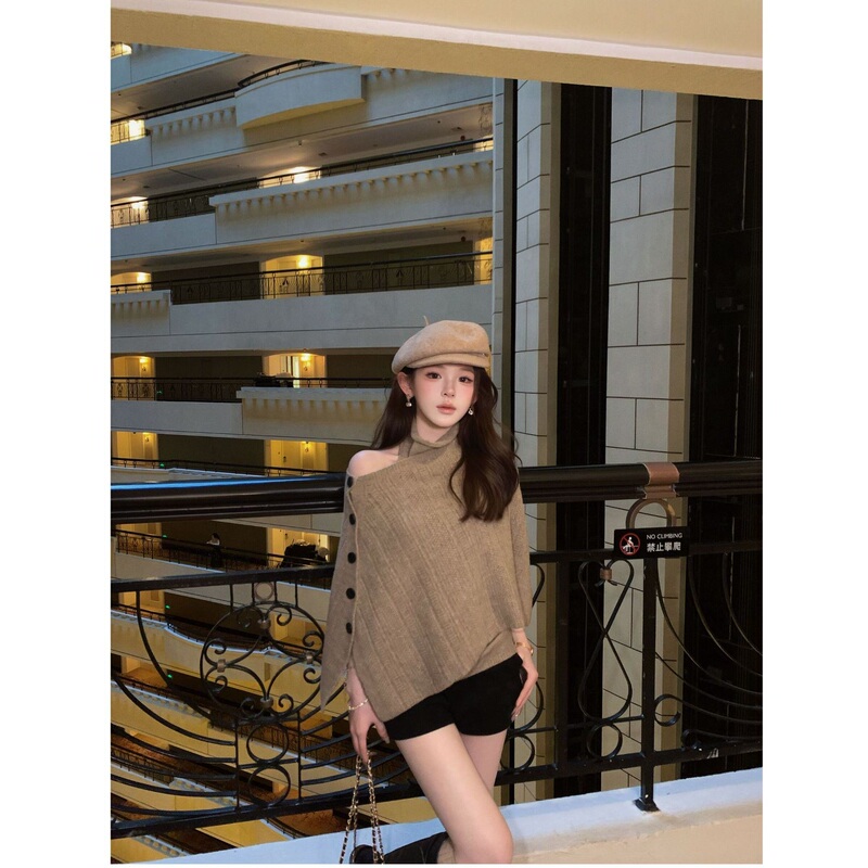 Two-Piece Cape Set with a Stylish Irregular Design, Versatile Knitwear Set Pre-Qxq6Tz2114