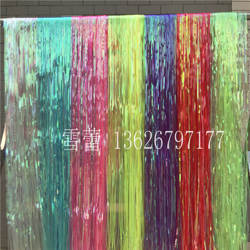 Colorful Symphony Transparent Wedding Celebration Rain Silk Curtain Suspended Ceiling Flower Party Arrangement Photo Stage Background Wall Decoration