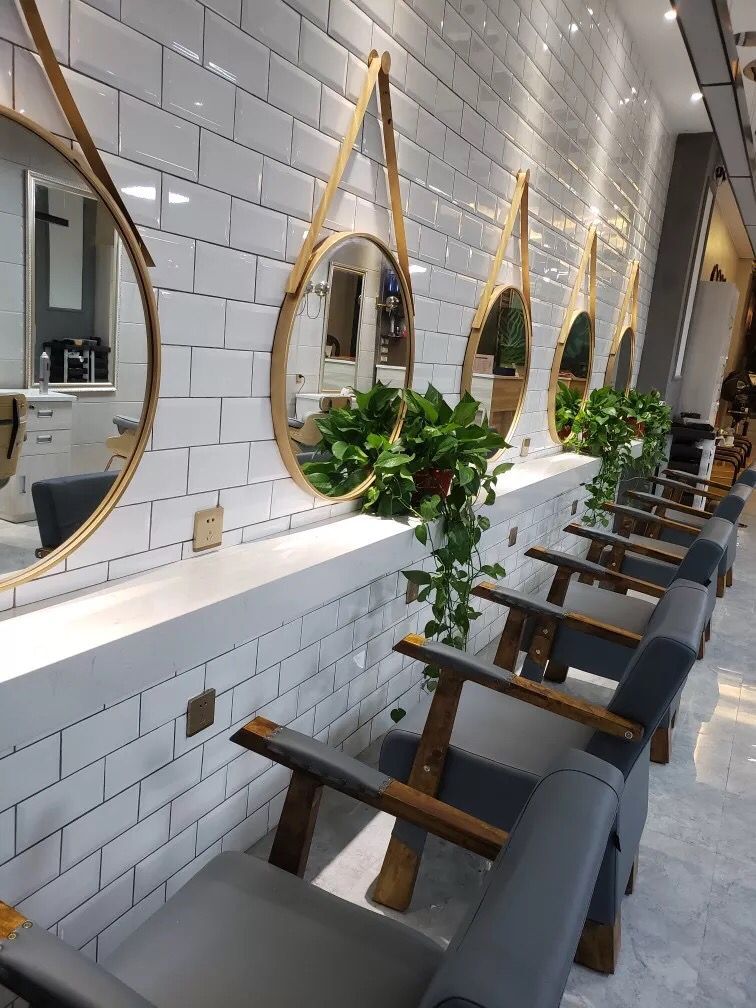 Creative Beauty Salon Mirror With Lamp Mirror Simple Hair