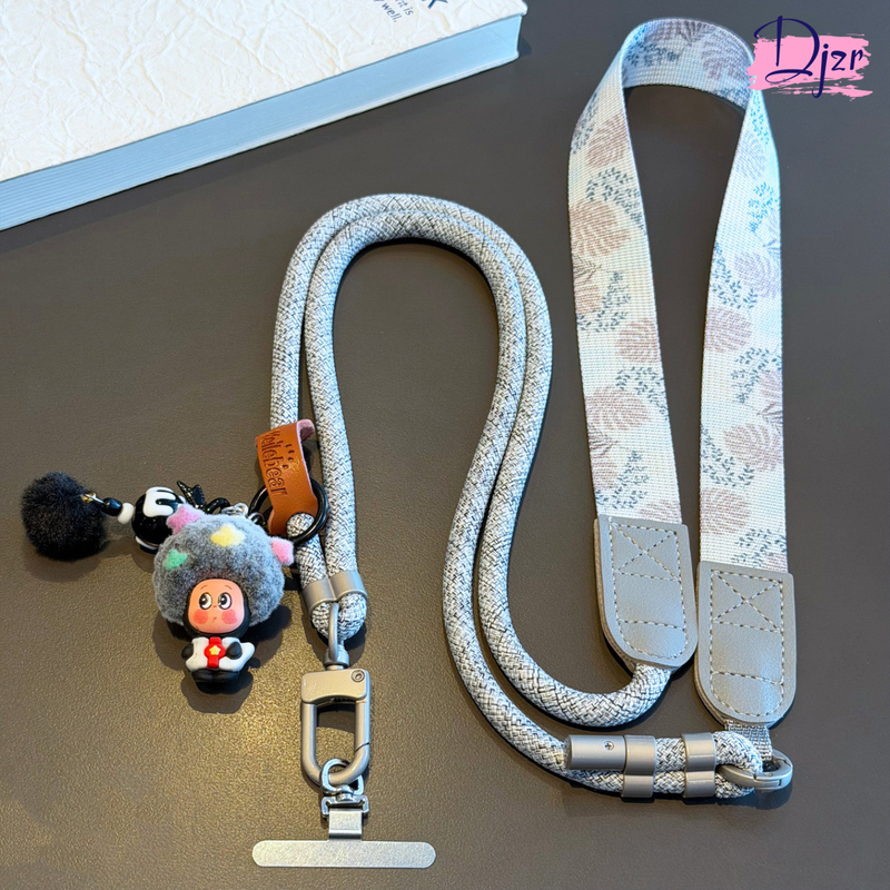 New British-Style Printed Phone Chain Lanyard, Can Be Worn Cross-Body, Anti-Loss Strap with Doll Pendant, Does Not Hurt the Shoulder, High-End Phone Chain New British-Style Printed Phone Chain Lanyard, Can Be Worn Cross-Body, Anti-Loss Strap with Doll Pendant, Does Not Hurt the Shoulder, High-End Phone Chain