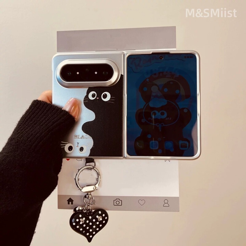 Uk Version Huawei Purax Max Phone Case New Model with Front Frame Purax2 Large Foldable Screen Huaw Black Cat Purax Max Collector's Edition with Pendant Electroplated Full-Cover Anti-Drop Protective Case
