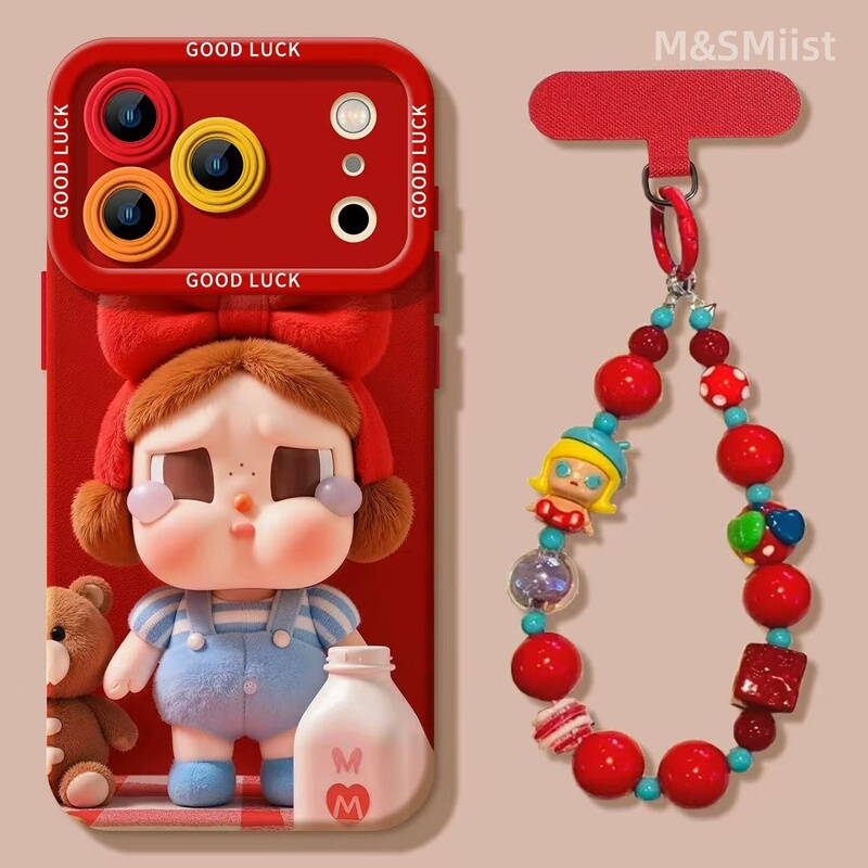 Uk Suitable Apple iPhone 17 Pro Max Phone Case 2026 New Model Crying Baby Cute 17 Pro Cartoon 16 Silicone 15 with Lanyard 13 Anti-Drop 14 Red Case 17 Air High-End Feel for Women
