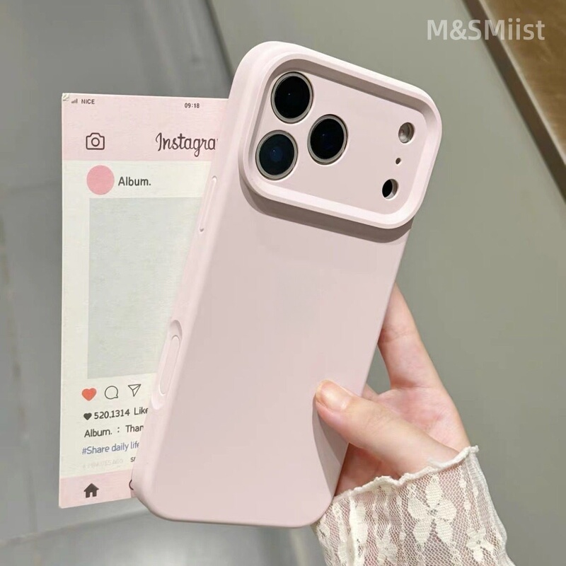 Uk Suitable iPhone 17 Pro Max Phone Case, New Liquid Silicone, Gray-Pink, Thickened, Integrated Camera Key, Full Coverage Lens, Raised 15 Plus Soft Straight Edge, 16/14 Anti-Drop, 13 Anti-Collision