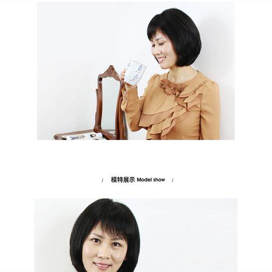 Elderly women's short hair wigs for middle-aged and elderly mothers, fashionable short straight hair, realistic and breathable 60-year-old grandma full headgear