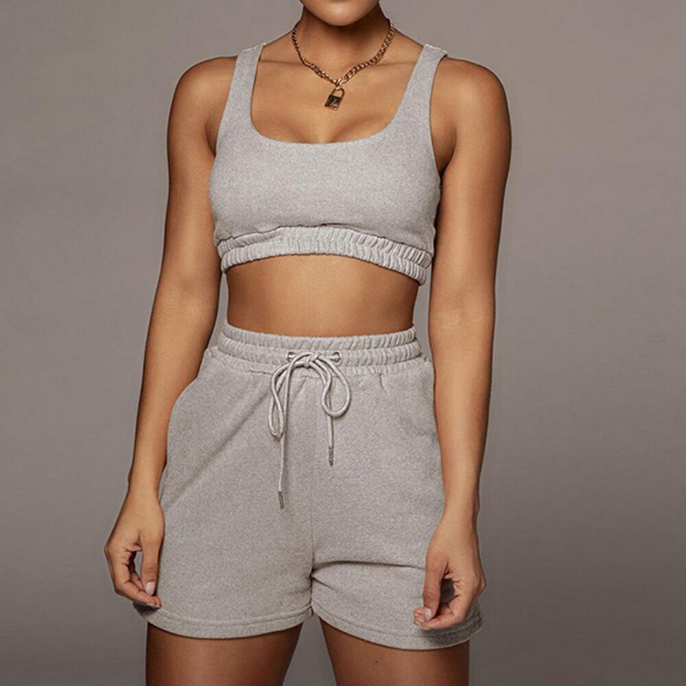 Штаны для йоги active sportswear tank top and biker shorts sets for women c 004