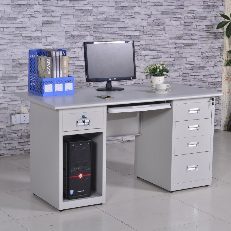 Steel desk iron computer desk financial desk with lock and drawer writing desk 1 2 meters 1 4 meters 1 6 meters