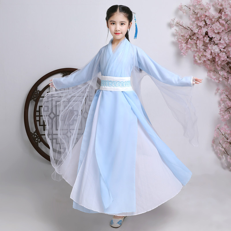 Cherry Blossom Princess Han Fu Girl Superfairy Spring Autumn Middle Country Wind Children Fairy Girl's Skirt Schoolboy Dance Performance Ancient Dress