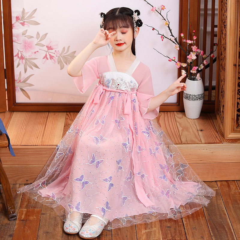 Han dress girl summer dress Tangchi childhood children's clothing antique dress