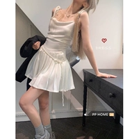 Дизайнерское белое платье, платье-комбинация, ремень, изысканный стиль, высокая талия