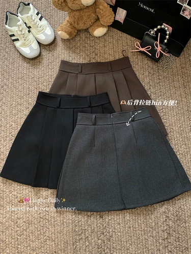 Осенняя классическая юбка в складку, мини-юбка, А-силуэт