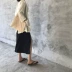 PPHOME Han Feng chic Minimalism hè đơn giản khí chất cô gái mỏng thun cao váy xẻ - Váy chân váy hoa xòe Váy