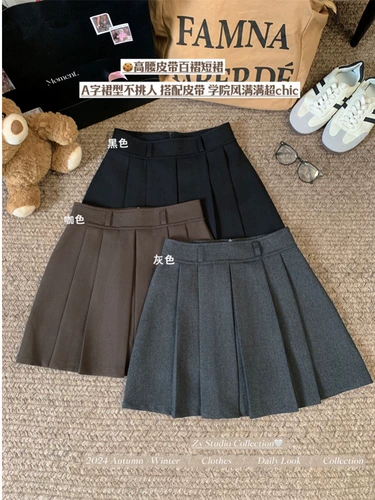 Осенняя классическая юбка в складку, мини-юбка, А-силуэт